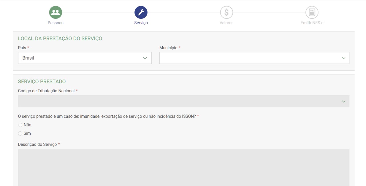 dados da prestação